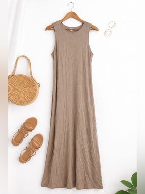 H&M Beige Sleeveless Maxi Dress